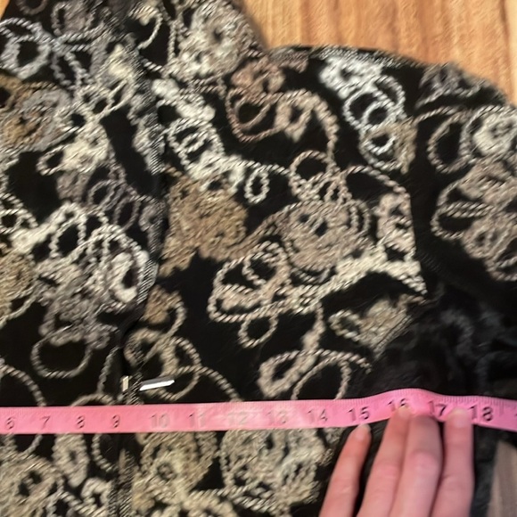 Kello women’s sweater Large jacket wool blend zip flower pattern black grey tan - Picture 9 of 11